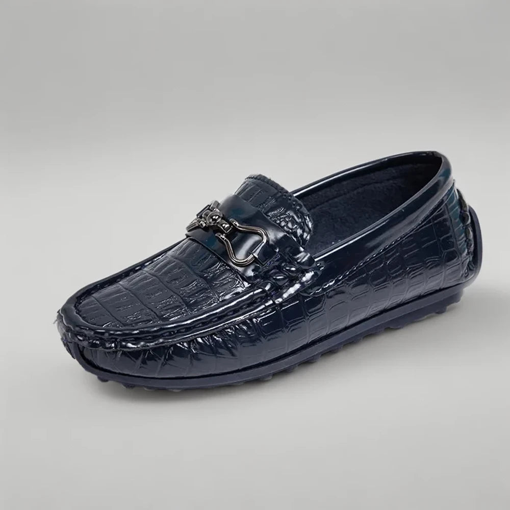 Mocassin garçon enfant marron clair, vue de profil avec semelle souple