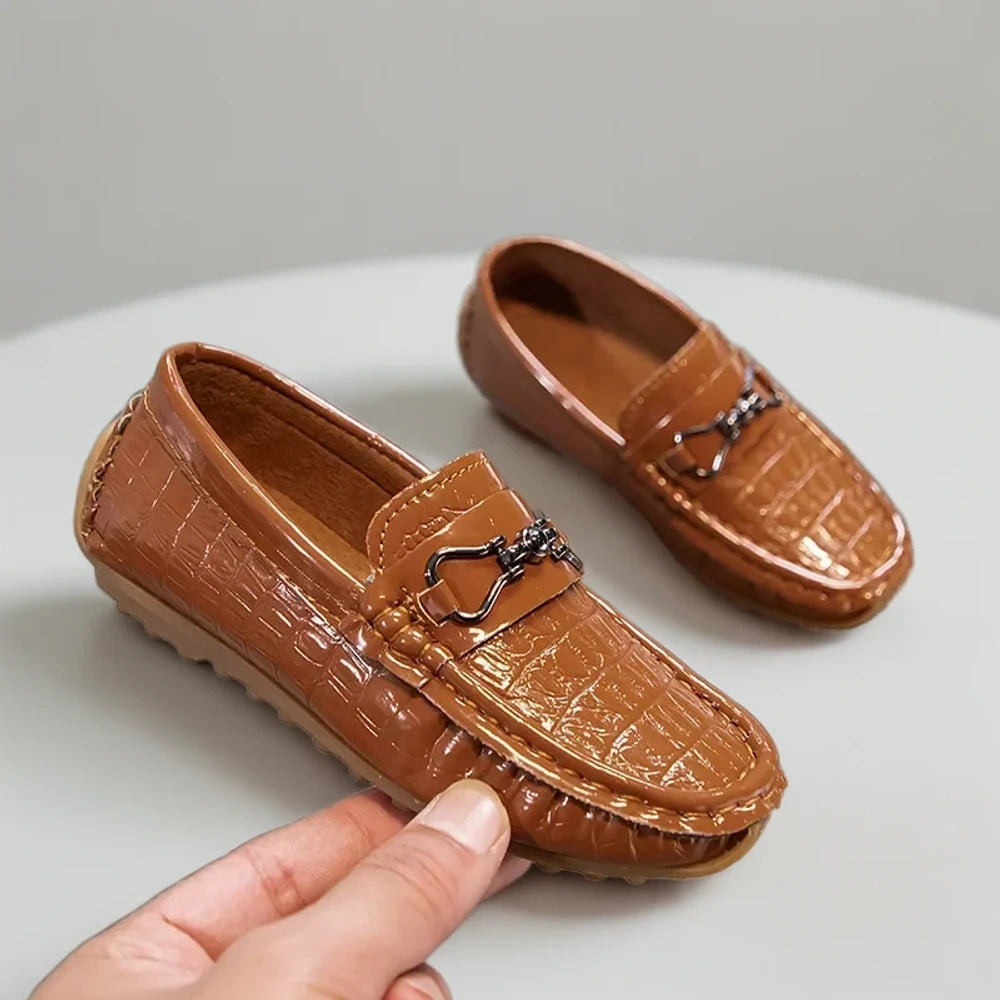 Mocassin enfant garçon marron, confortable pour l'école et les loisirs