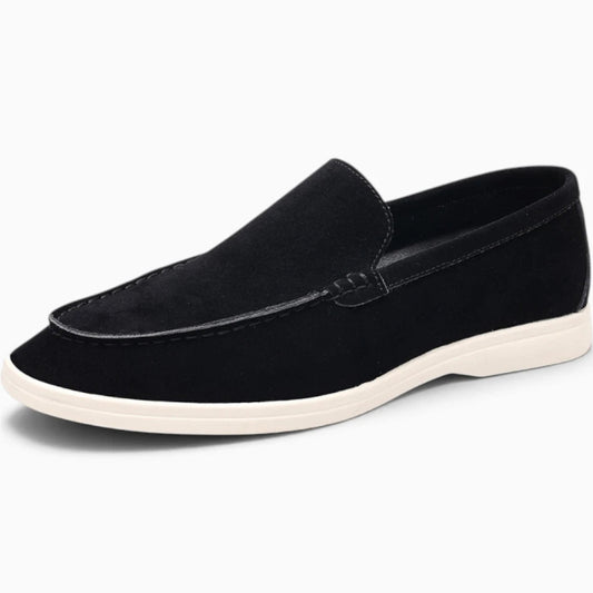 Mocassin espadrille homme en daim marron avec semelle souple plate