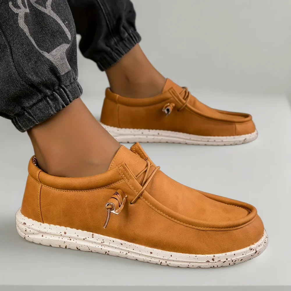 Chaussure mocassin été orange vif prête à enfiler facilement