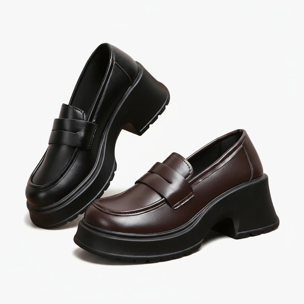 Mocassin femme cuir marron avec design Mary Jane intemporel