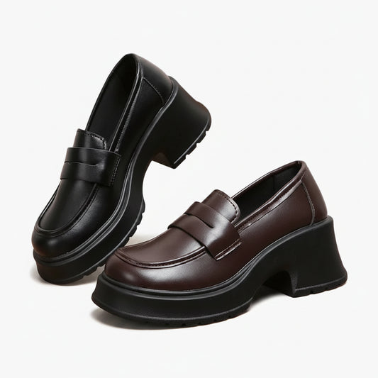 Mocassin femme cuir marron avec design Mary Jane intemporel