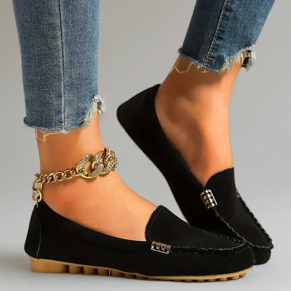 Mocassin daim luxe femme style classique, intemporel et polyvalent pour tous les jours
