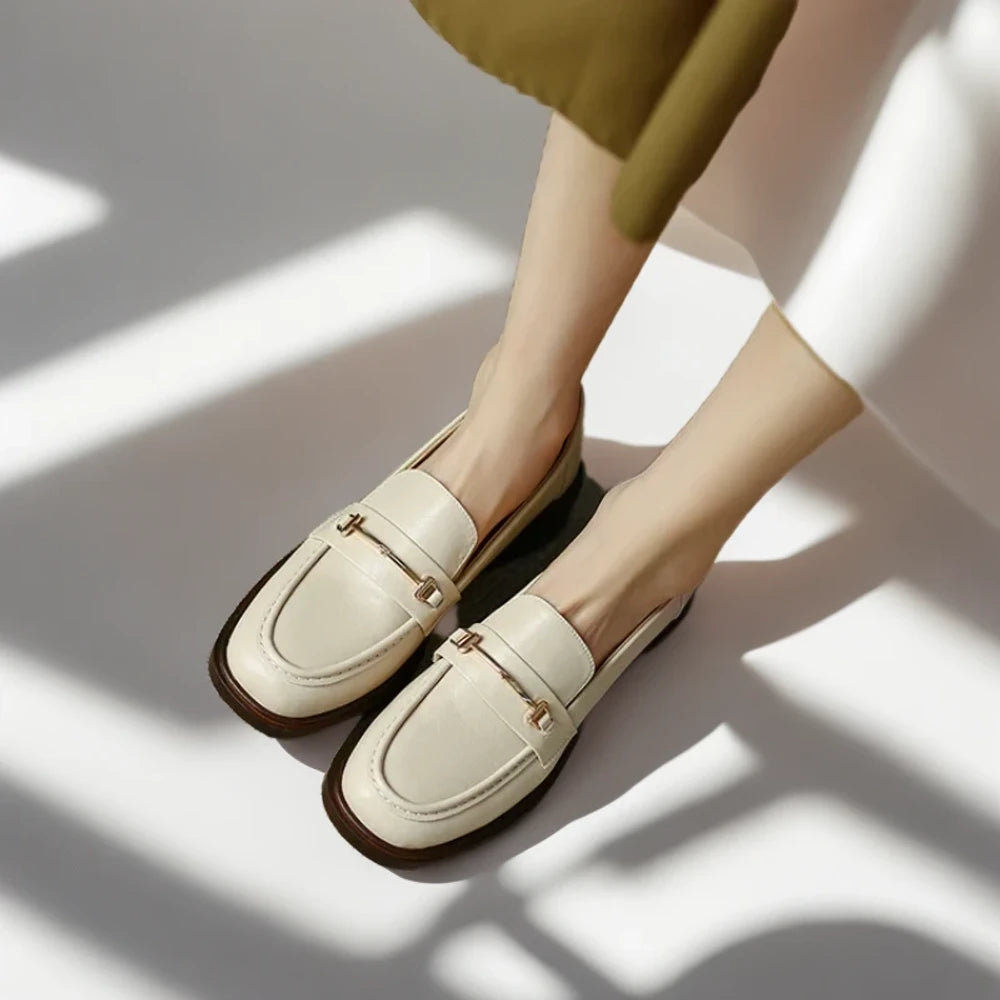Mocassin montant vert olive femme en cuir naturel confortable