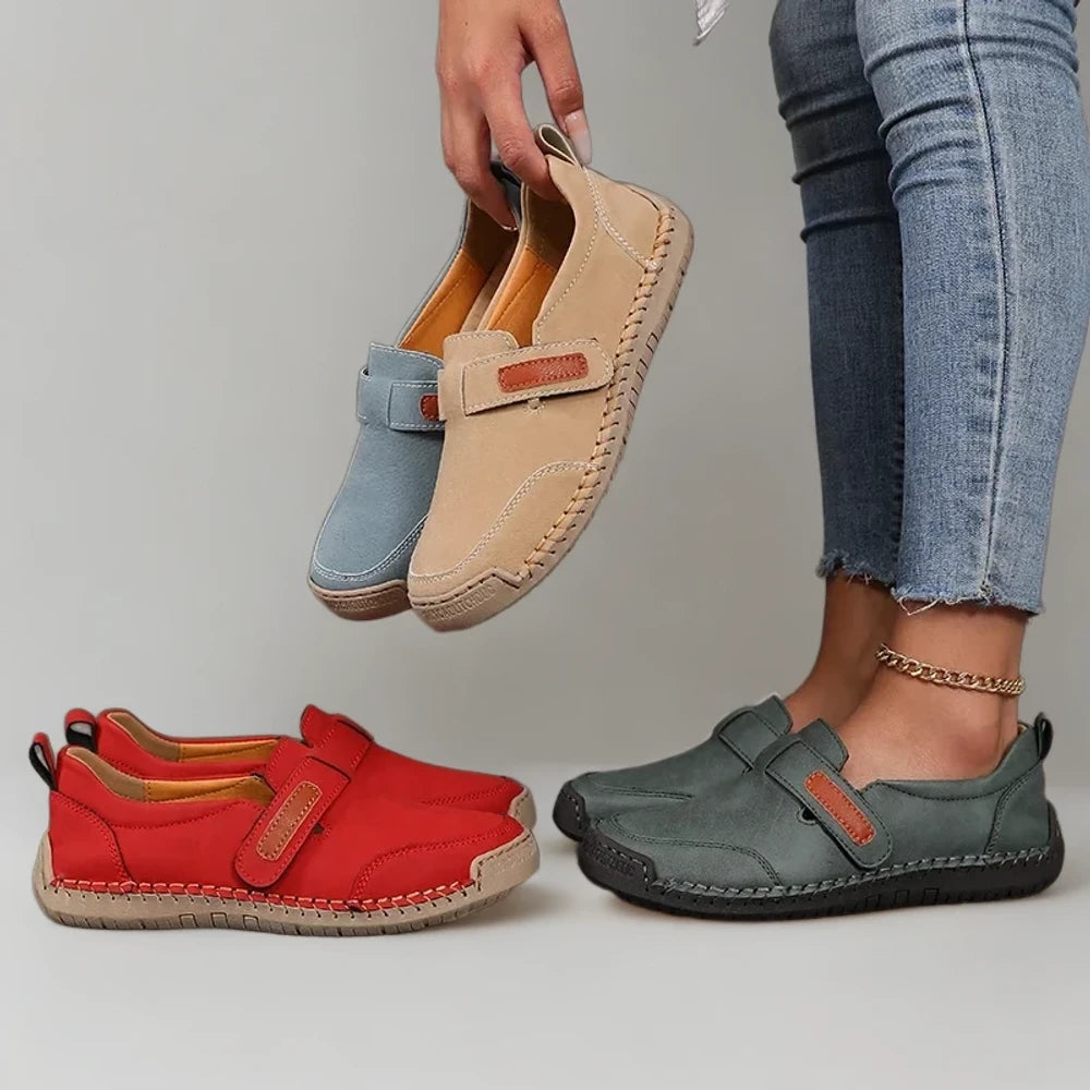 Mocassin femme moderne en daim, chaussure légère et souple