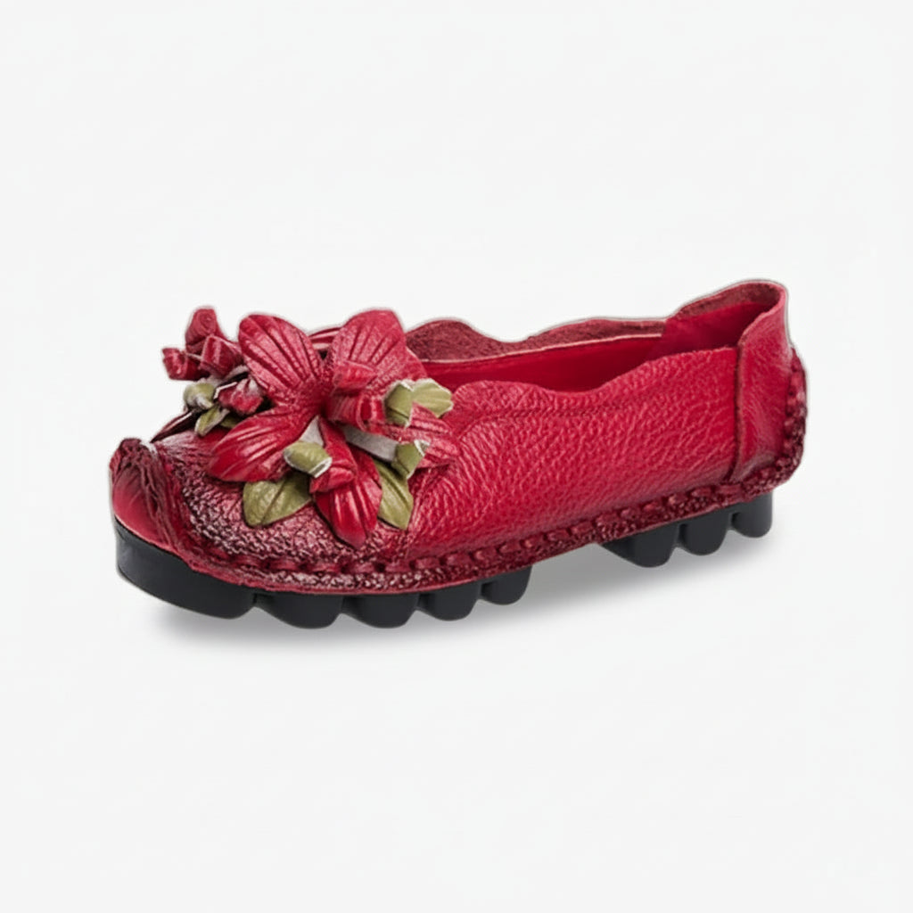 Mocassin femme printemps en cuir véritable avec semelle antidérapante