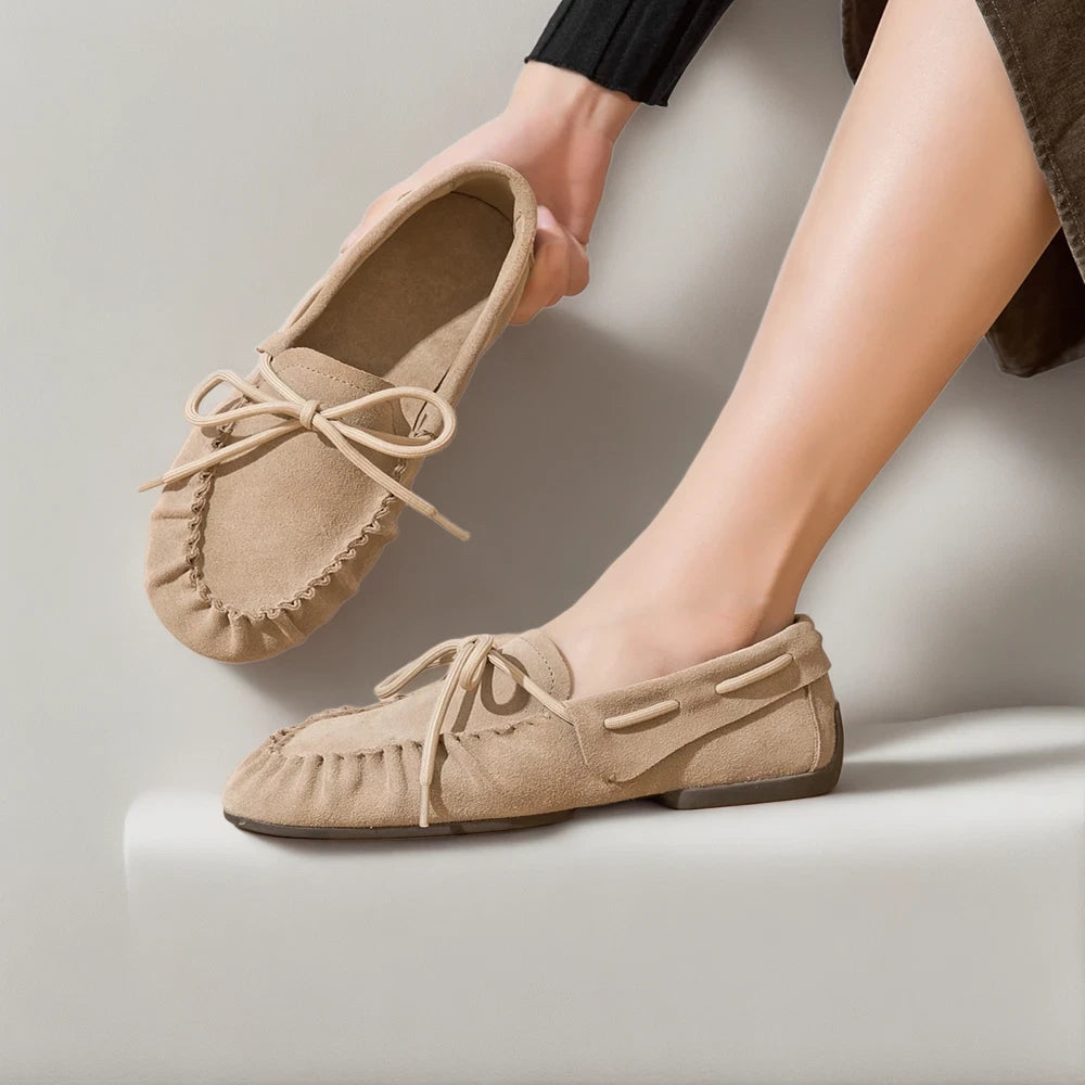 Mocassins femme fins kaki confort antidérapant tenue quotidienne