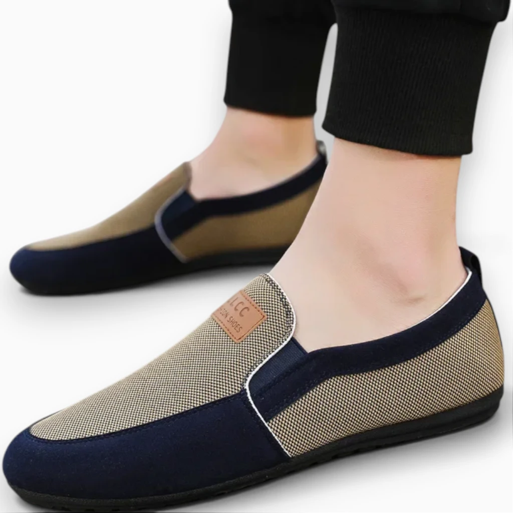 Chaussure de conduite confortable en toile grise, mocassin footwear léger pour bureau