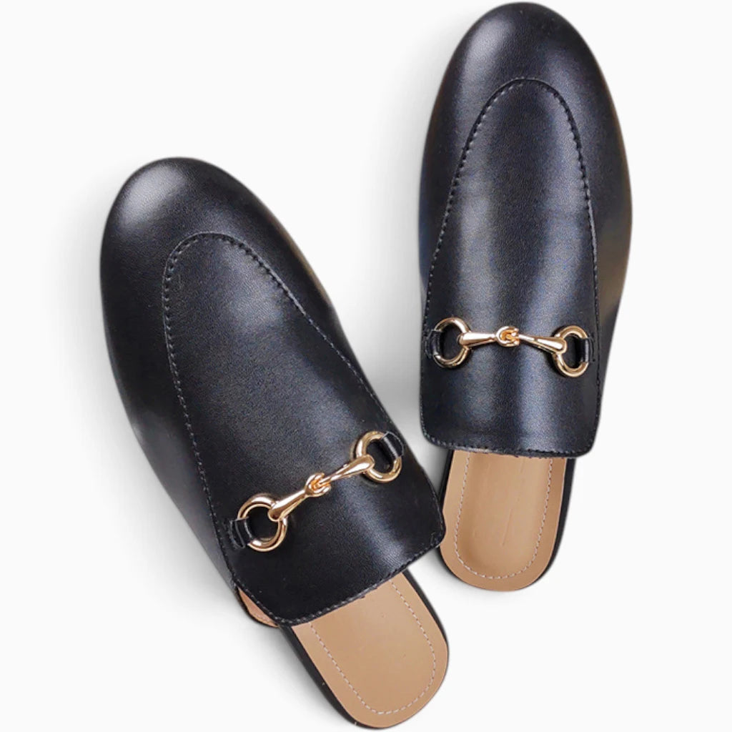 Chaussure mocassin fourrure femme noire avec doublure cosy