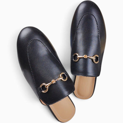 Chaussure mocassin fourrure femme noire avec doublure cosy