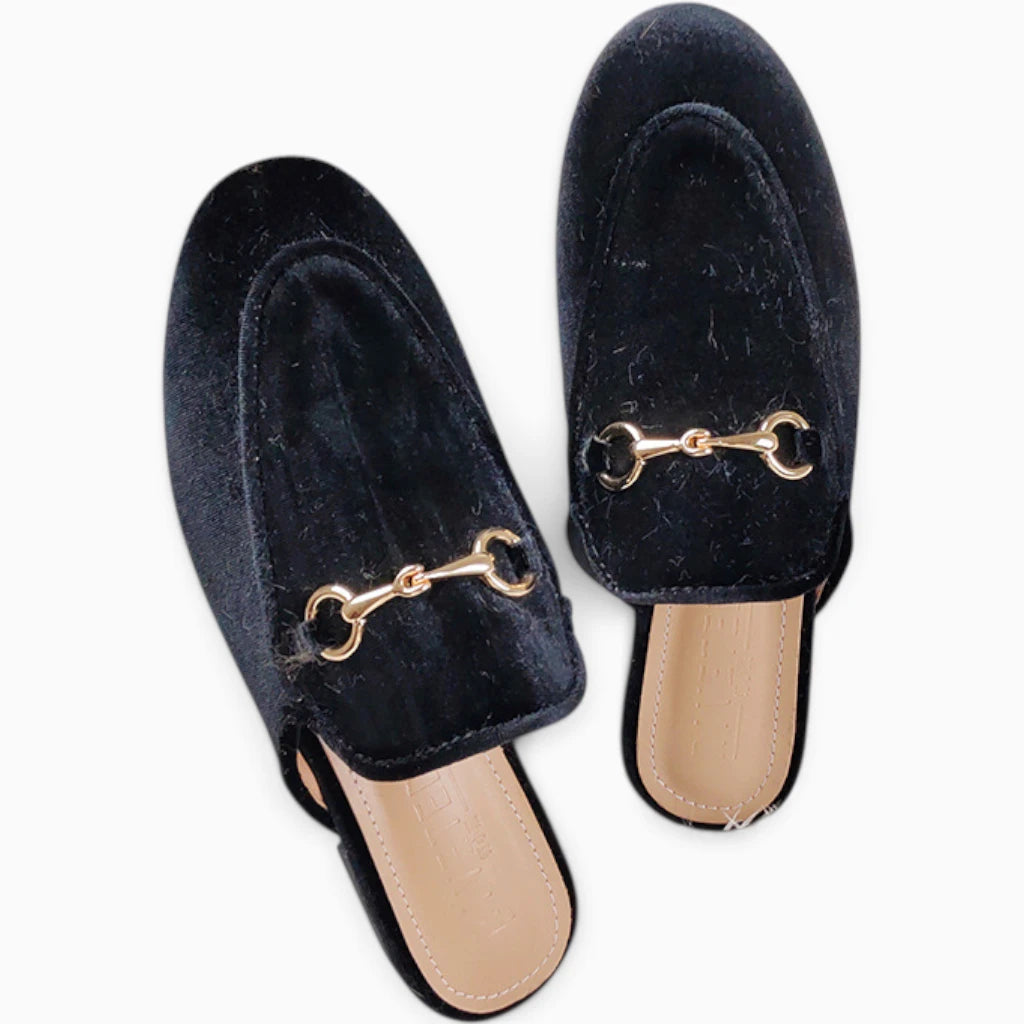 Mocassin fourrure femme noir adapté à l'automne et l'hiver