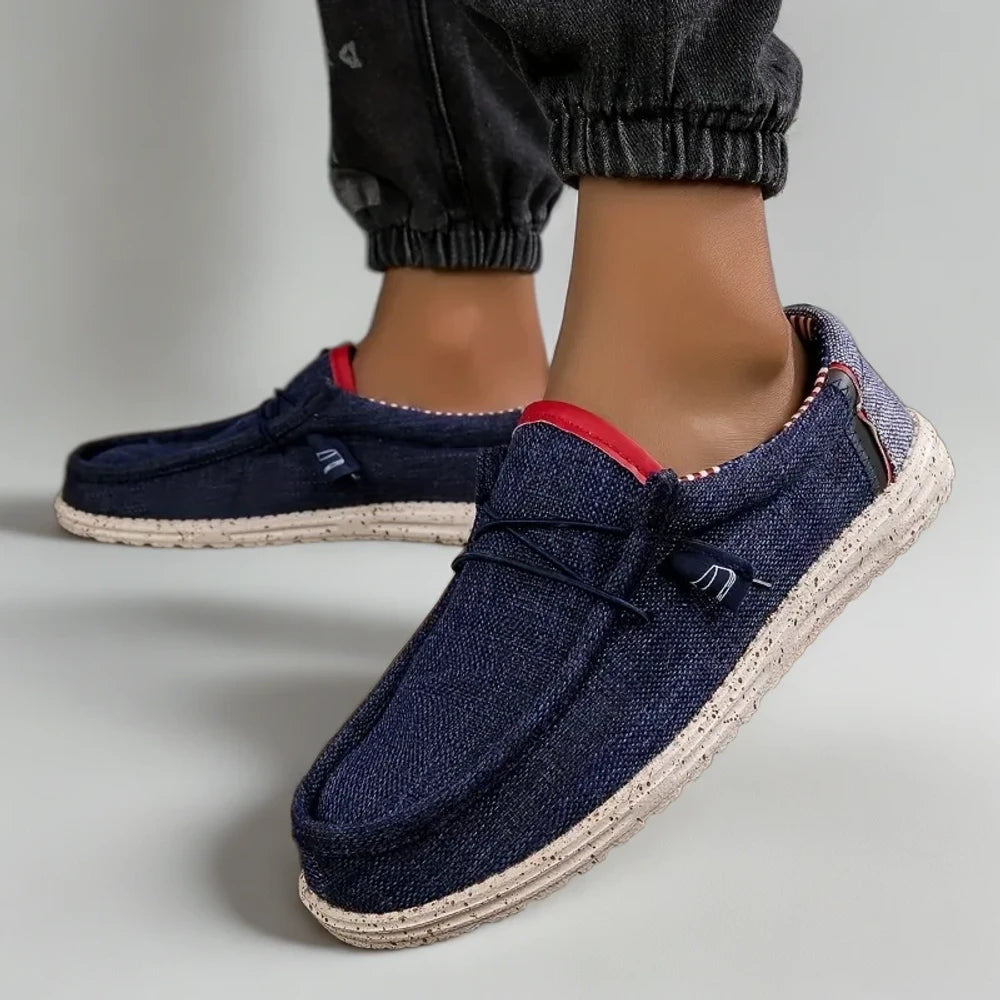 Mocassin gris homme en toile légère, structure souple et flexible