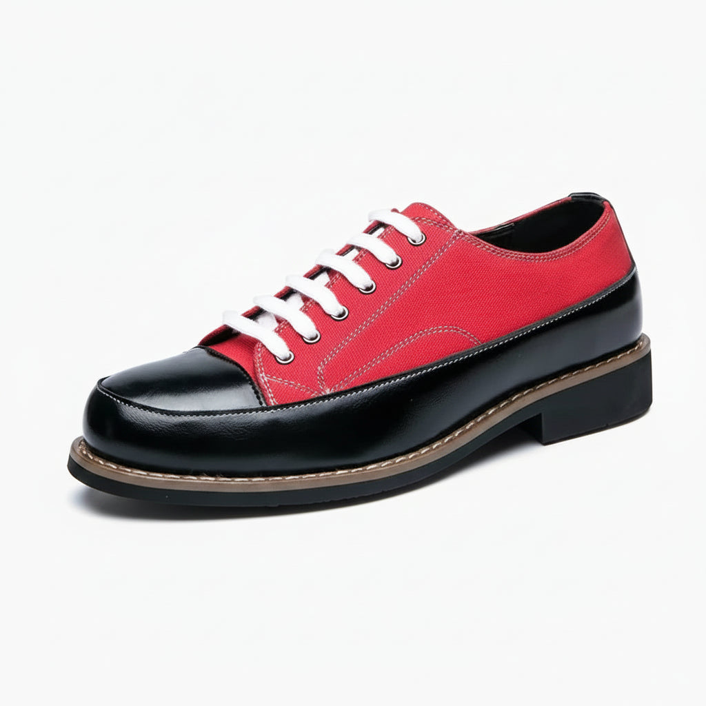 Mocassin grosse semelle homme en cuir rouge avec plateforme épaisse