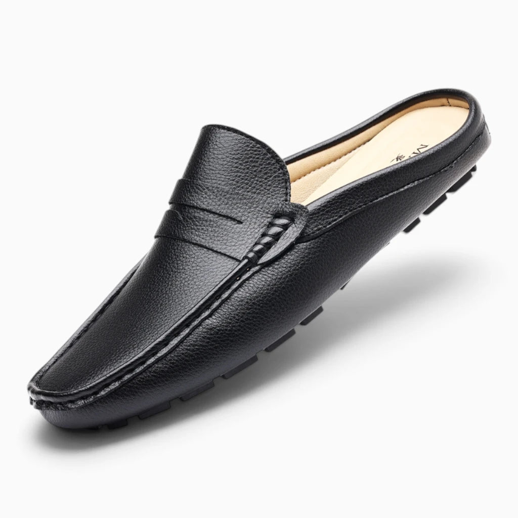 Mocassin habillé homme simili cuir marron vue de face
