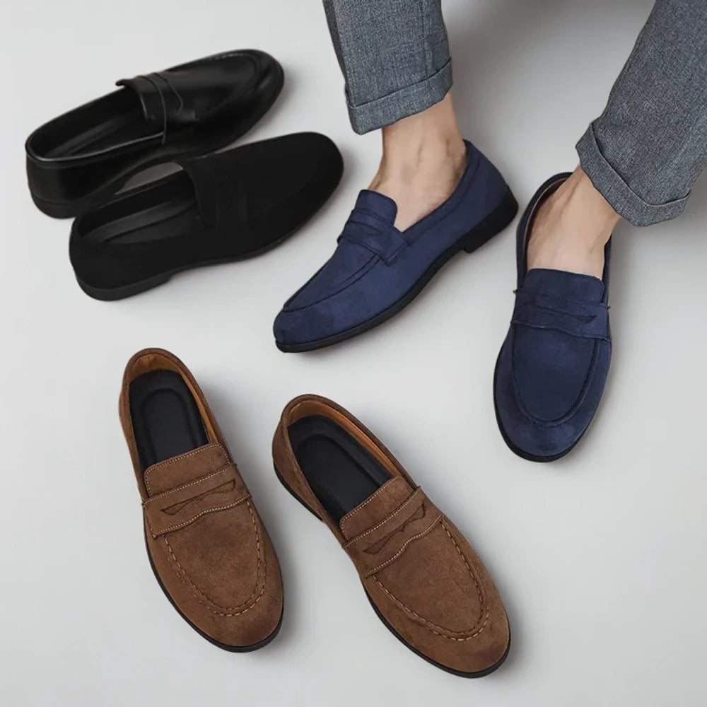 Mocassins haut homme marron vue arrière montrant l'ajustement talonnière