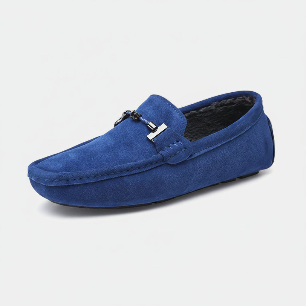 Mocassin hiver homme en cuir doublé de fourrure, vue de face