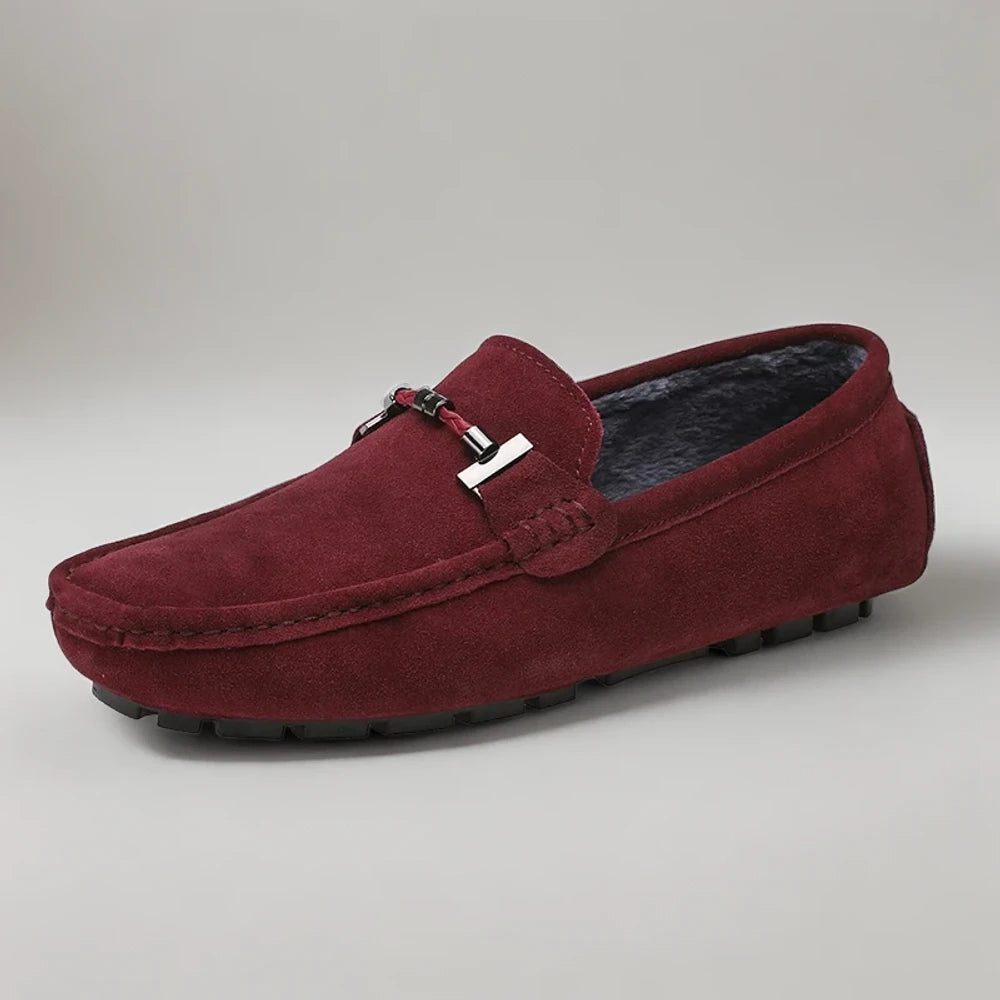 Mocassin homme hiver de couleur taupe, vue du dessus