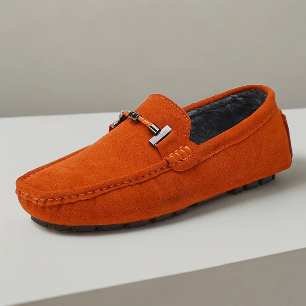 Mocassin hiver homme italiens, finition plate épurée