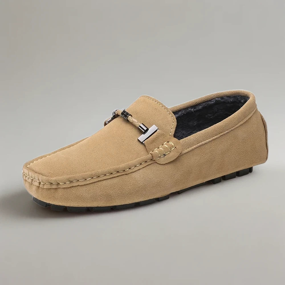 Chaussure mocassin homme hiver en cuir, mise en situation casual