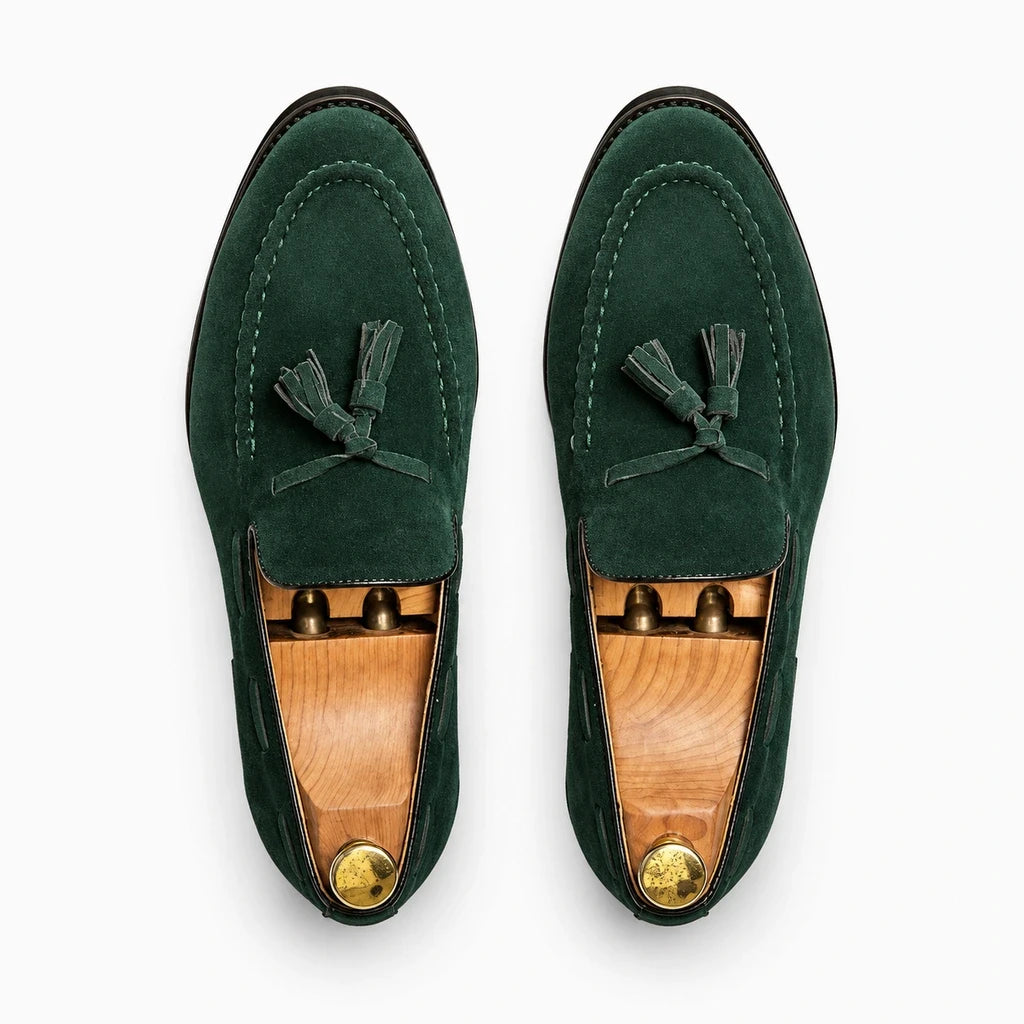 Mocassin costume homme croûte de cuir, semelle souple, vue de dessus