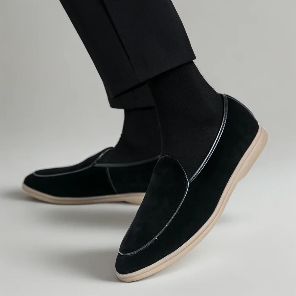 Semelle intérieure confortable mocassin daim beige pour homme