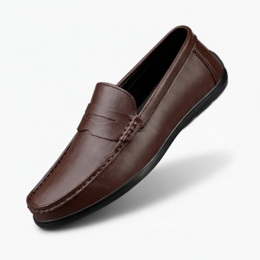 Mocassin homme luxe cuir noir élégant vue de face