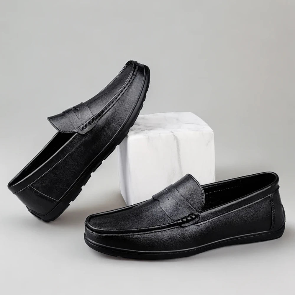Mocassin luxe cuir noir homme tenue formelle élégante