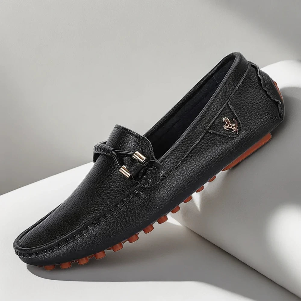 Mocassin marrakech bordeaux pour homme, détail de la semelle souple et légère