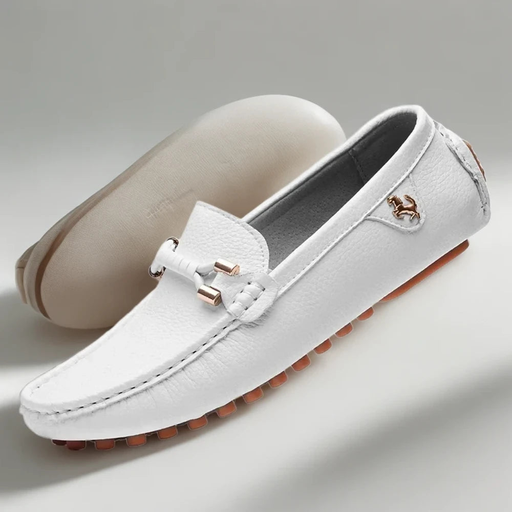 Paire de mocassins marrakech homme en cuir, vue de dessus montrant le confort