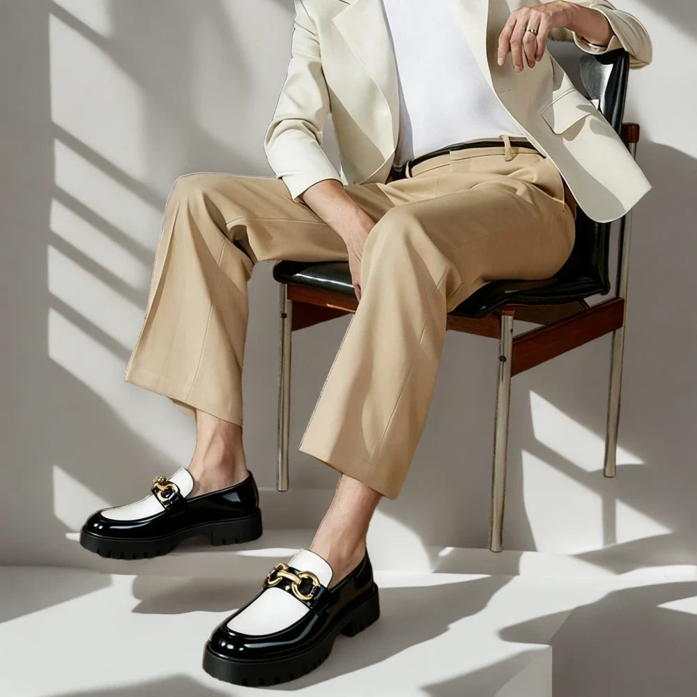 Mocassin cuir noir homme à semelle épaisse pour tenue affaires