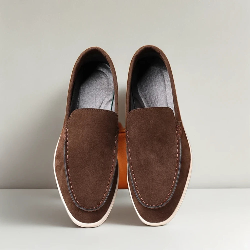 Mocassin velours homme vert, chaussure souple et facile à enfiler