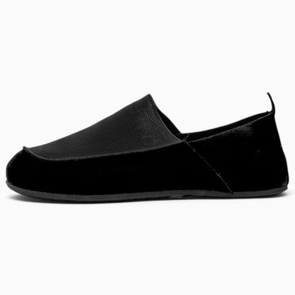 Mocassin léopard en cuir souple avec motif animal affirmé, coloris noir