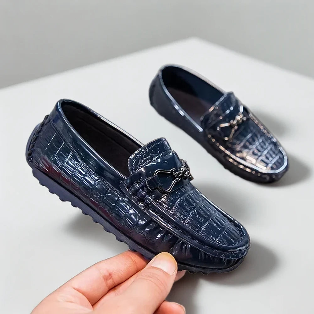 Mocassin enfant italien bleu marine facile à enfiler
