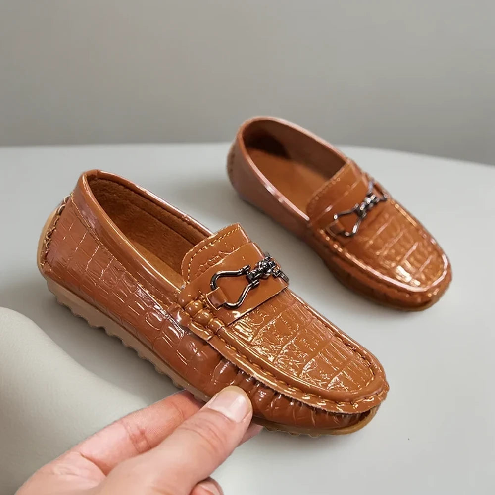 Mocassin italien bicolore enfant design simple et épuré
