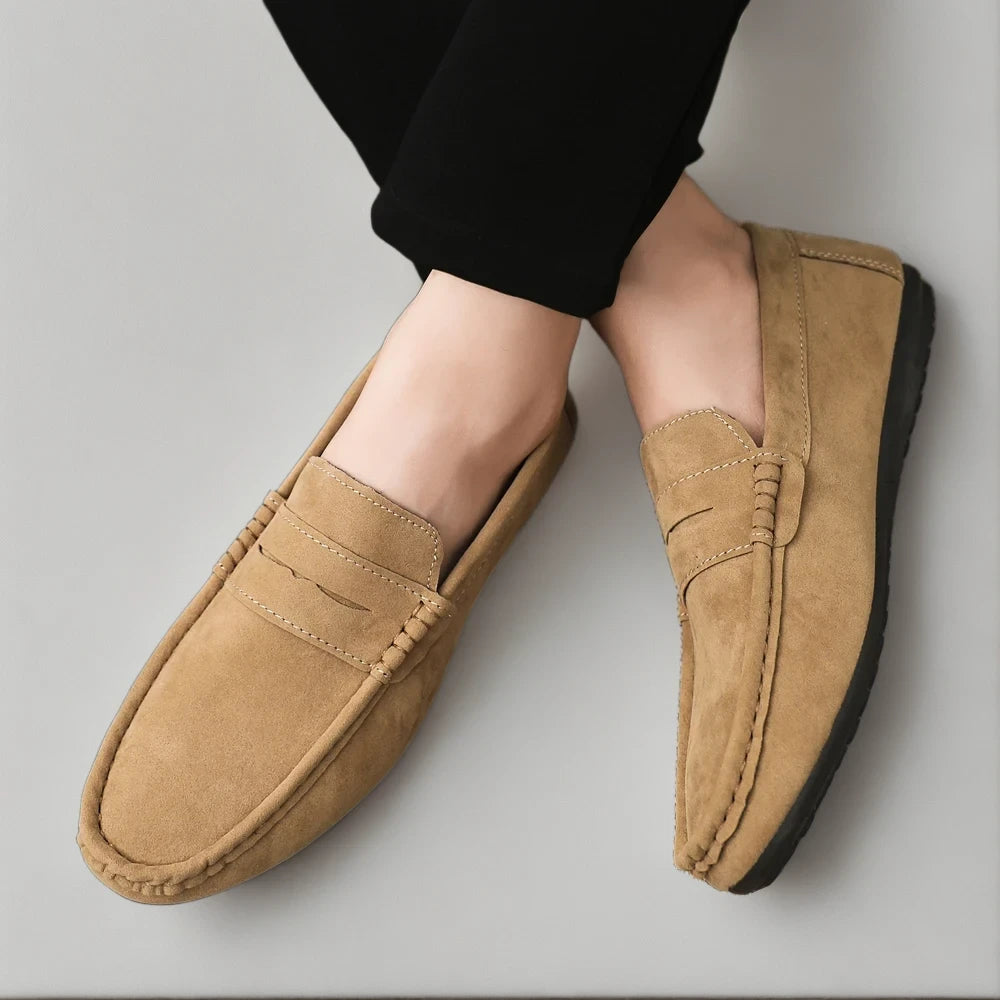 Mocassin italien pour homme gris, parfait pour trajets en voiture et bureau