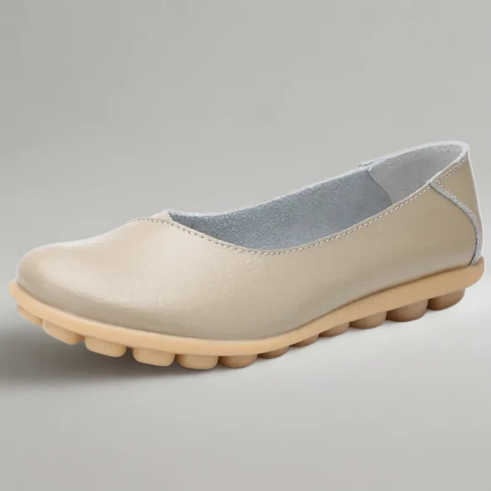 Mocassin femme luxe italien en nuance camel côté intérieur
