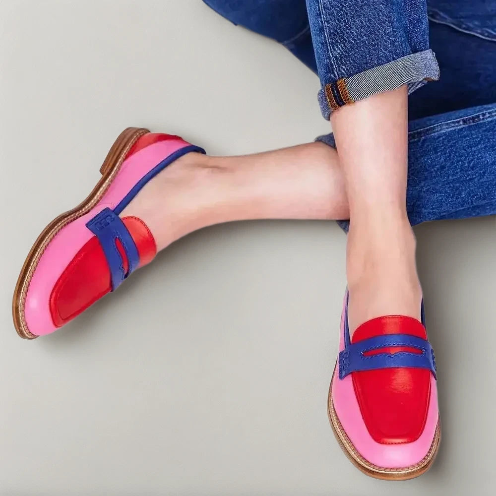 Mocassin lanière marron avec lanière élégante, chaussure confort souple