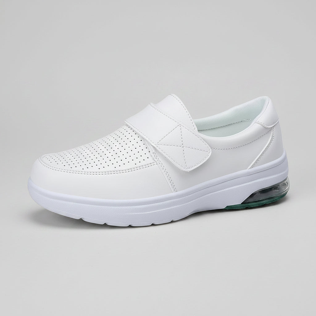 Mocassin large femme blanc avec plateforme confortable pour le travail