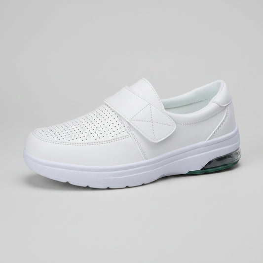 Mocassin large femme blanc avec plateforme confortable pour le travail
