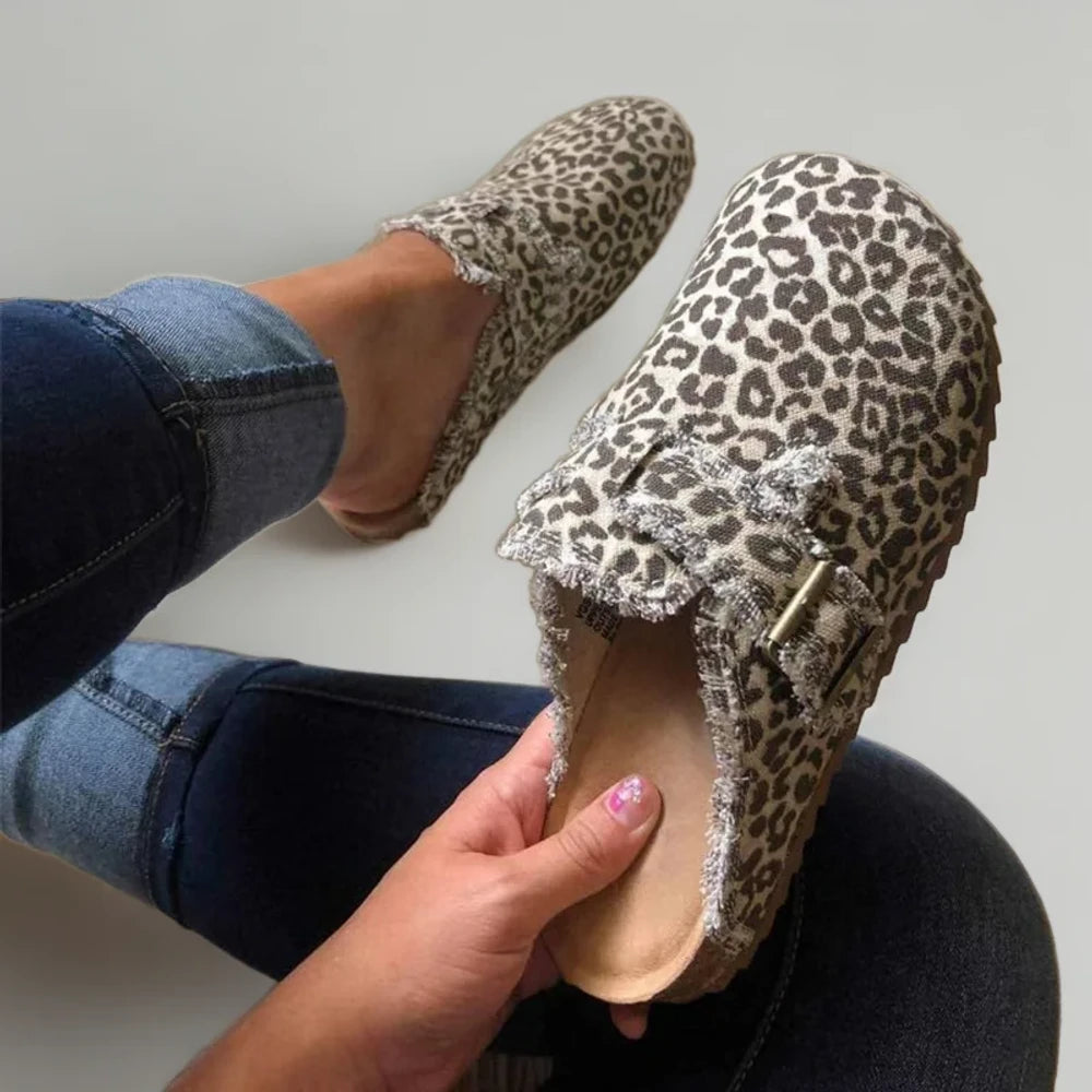 Chaussure loafer confortable femme imprimé animal print