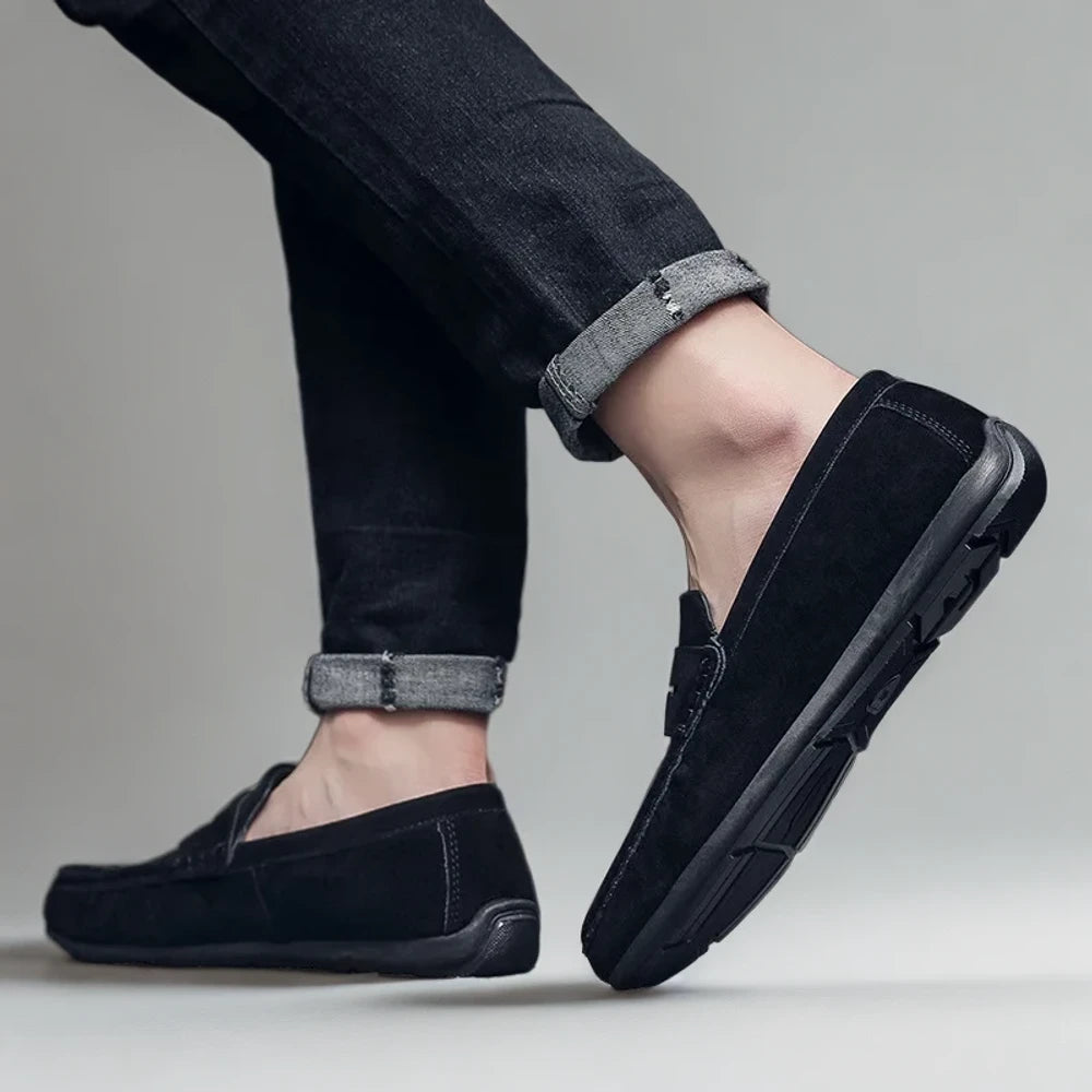 Mocassin moderne gris chaussure respirante légère enfiler