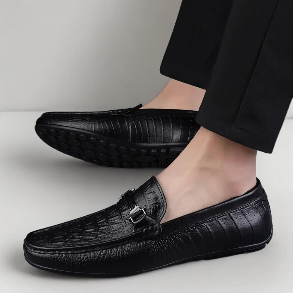 Paire de mocassins montants homme en cuir, collection complète