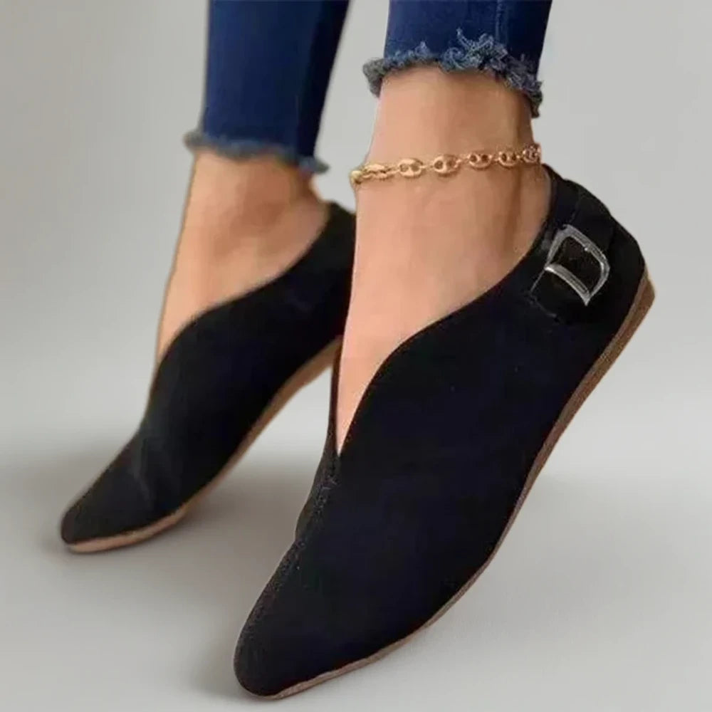 Mocassin souple multicolore vue de profil, idéal pour pieds larges