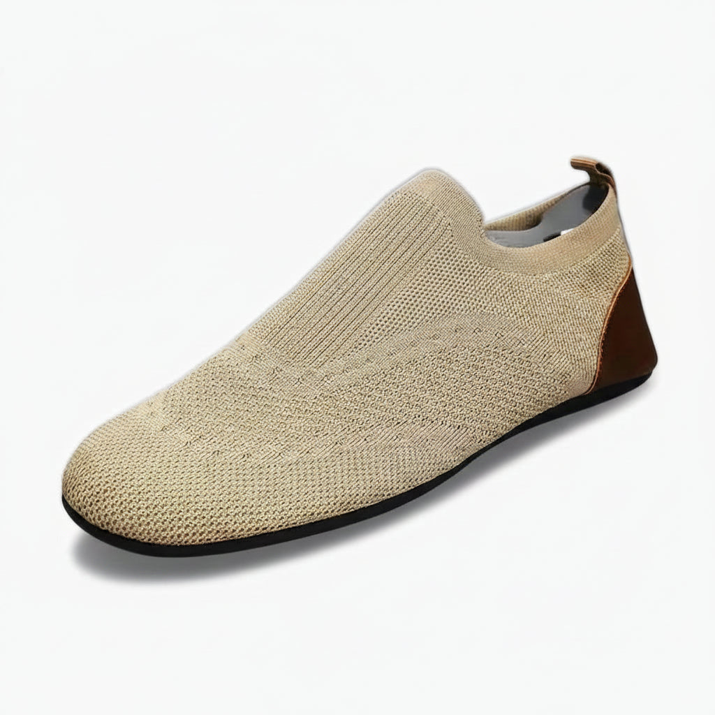 Mocassin ouvert en maille respirante beige pour homme, sans lacet