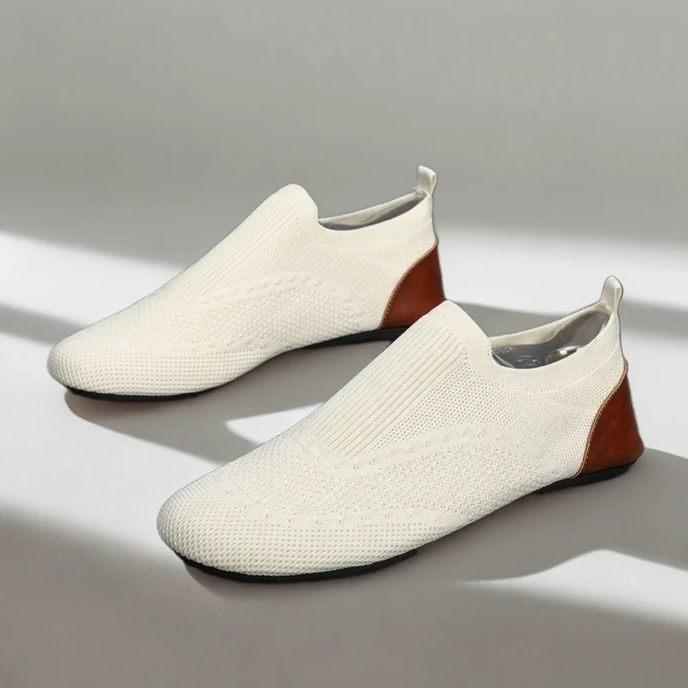 Mocassin ouvert marron clair, chaussure d'été sans effort