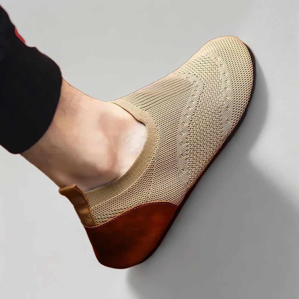 Mocassin ouvert vert en maille souple pour l'été
