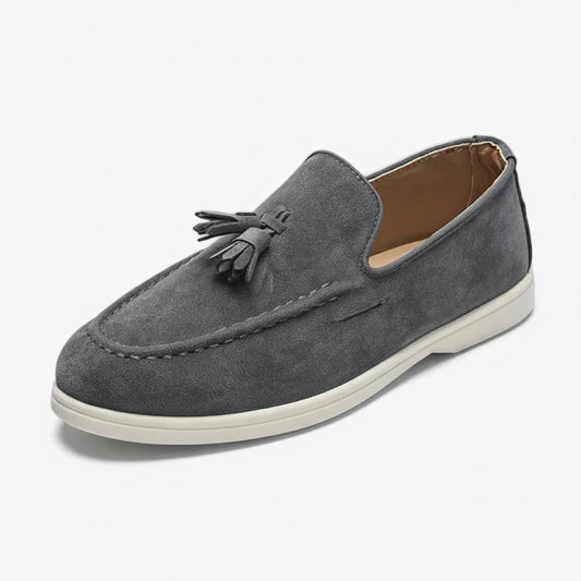 Mocassin pampille homme en daim marron avec gland élégant