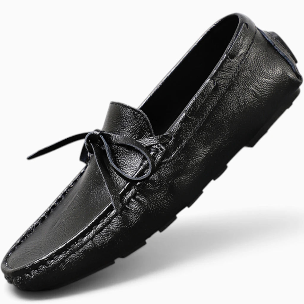 Mocassin penny loafer homme croûte de cuir marron avec pampilles classiques