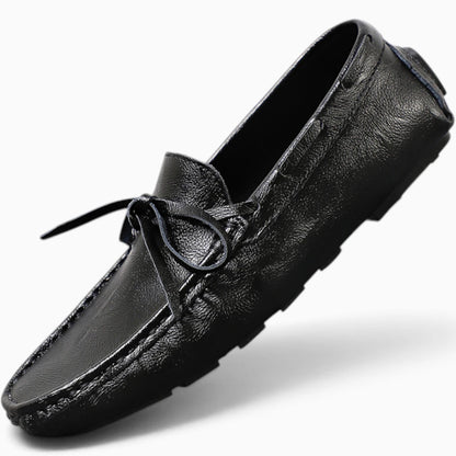 Mocassin penny loafer homme croûte de cuir marron avec pampilles classiques