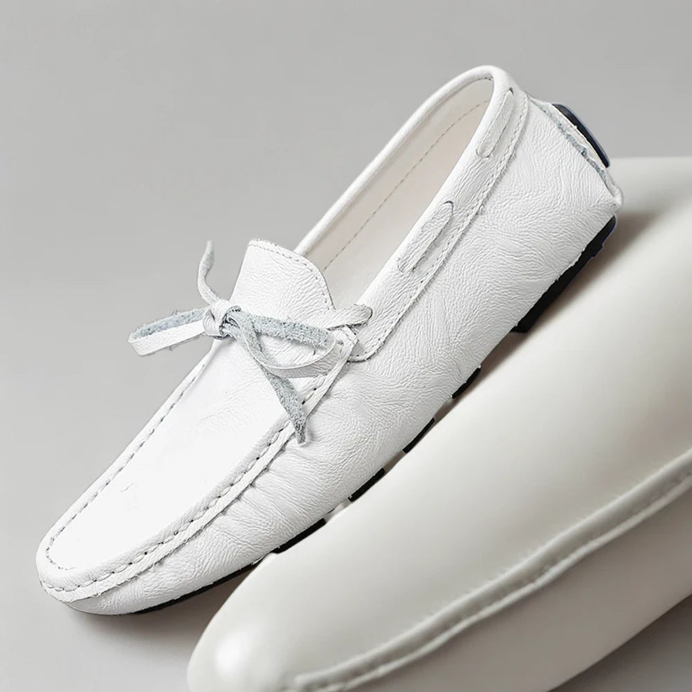 Mocassin homme blanc pur classique penny loafer confortable